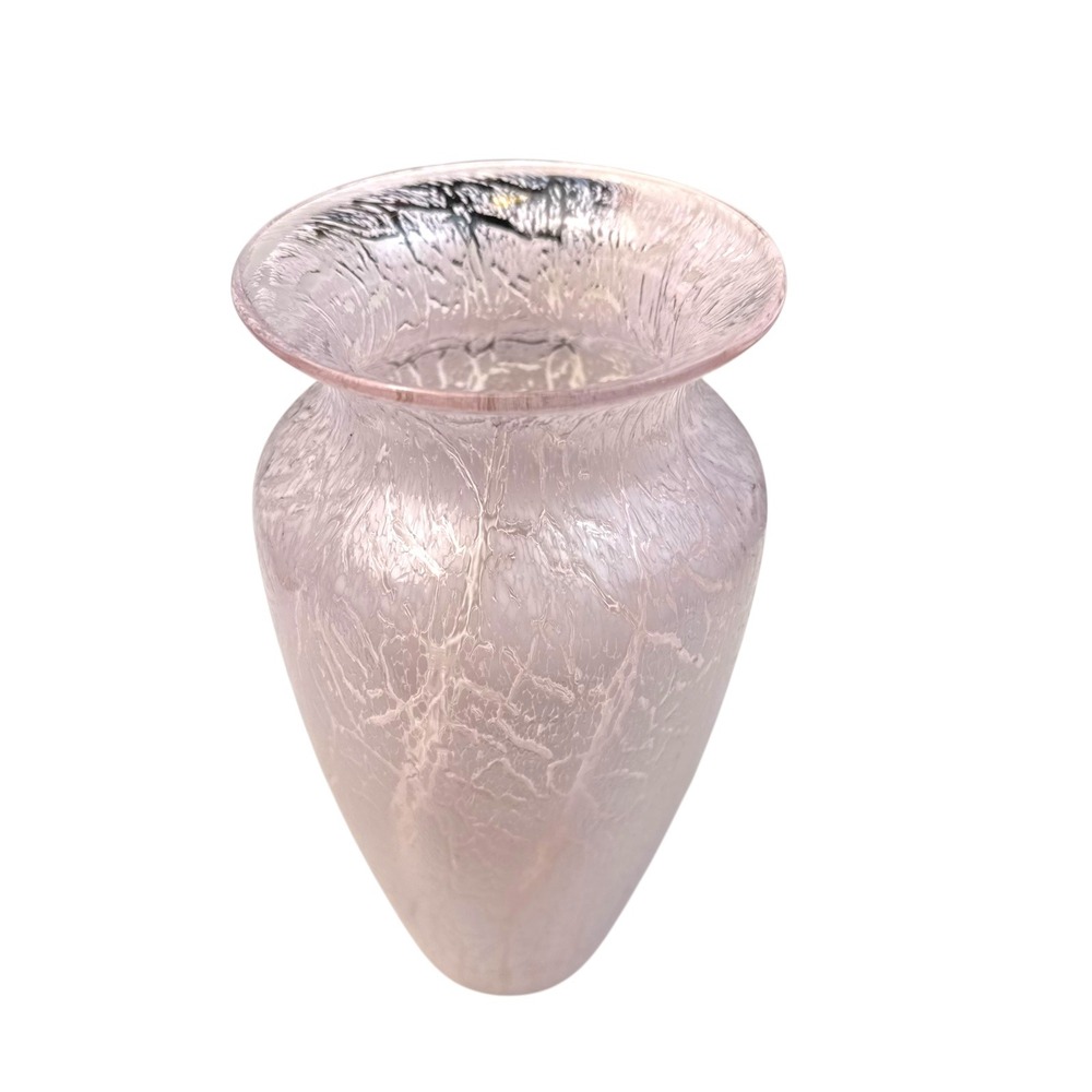 Pink Frosted Crackle Glass Vase Textured Decorative Centerpiece Home‎ Decor G72Q - Picture 3 of 6